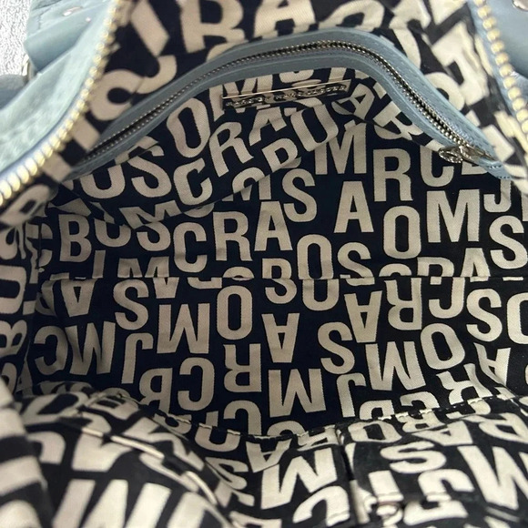 Marc Jacobs blue leather satchel bag purse W crossbody strap excellent - Picture 8 of 11